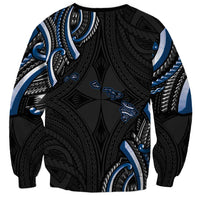 Traditional Art Hawaiian Kakau Tattoos Sweatshirt Blue Color LT03 - Polynesian Pride