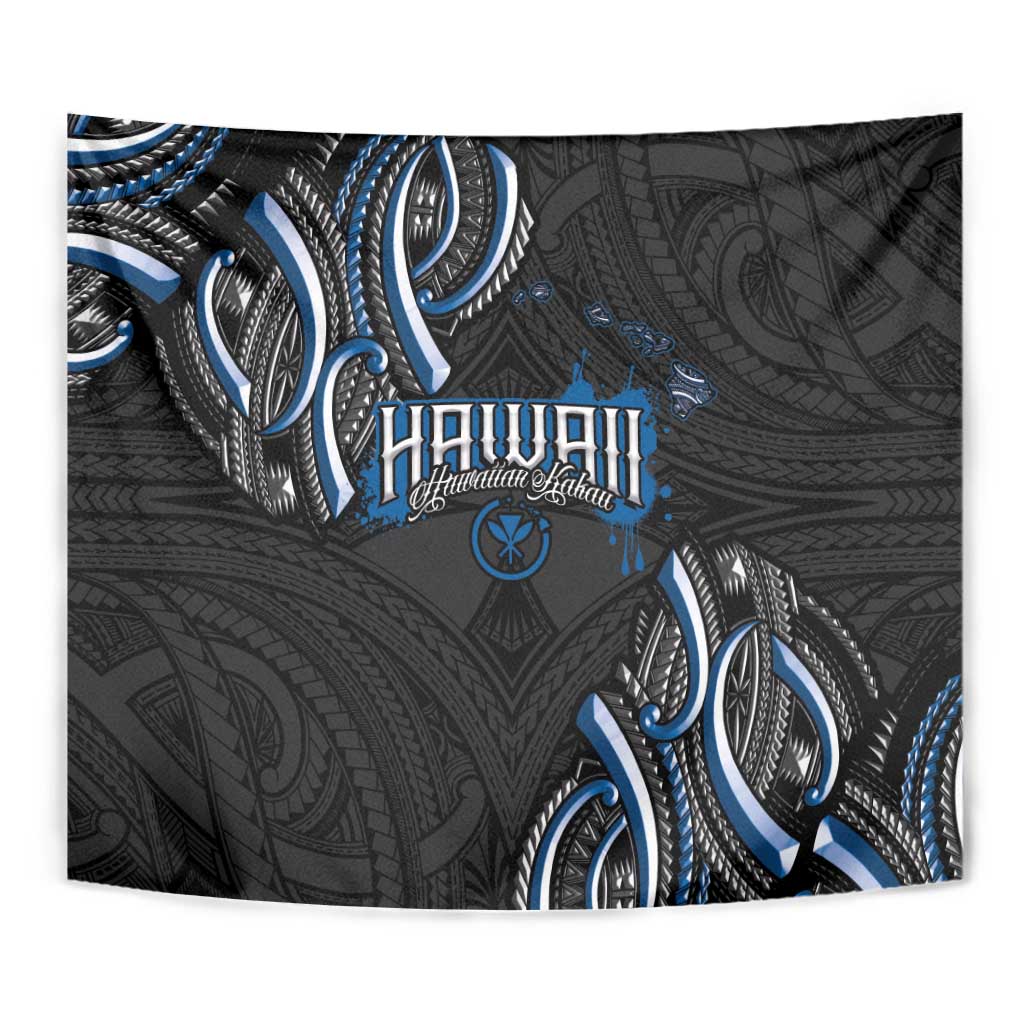 Traditional Art Hawaiian Kakau Tattoos Tapestry Blue Color - Polynesian Pride