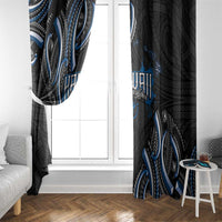 Traditional Art Hawaiian Kakau Tattoos Window Curtain Blue Color - Polynesian Pride