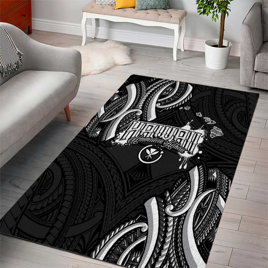 Traditional Art Hawaiian Kakau Tattoos Area Rug White - Polynesian Pride