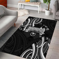 Traditional Art Hawaiian Kakau Tattoos Area Rug White - Polynesian Pride