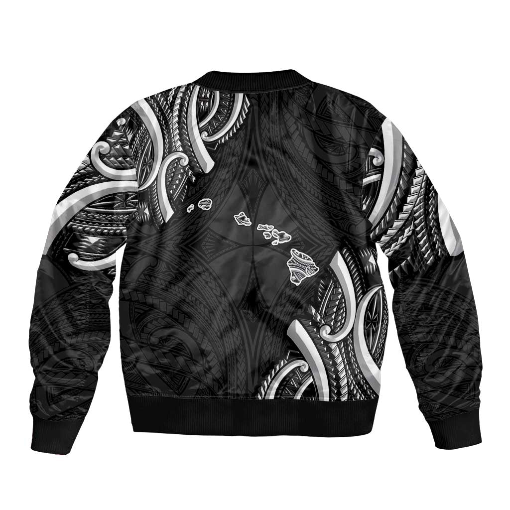 Traditional Art Hawaiian Kakau Tattoos Bomber Jacket White - Polynesian Pride