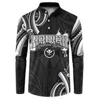 Traditional Art Hawaiian Kakau Tattoos Button Sweatshirt White LT03 White - Polynesian Pride