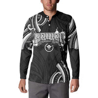 Traditional Art Hawaiian Kakau Tattoos Button Sweatshirt White LT03 - Polynesian Pride