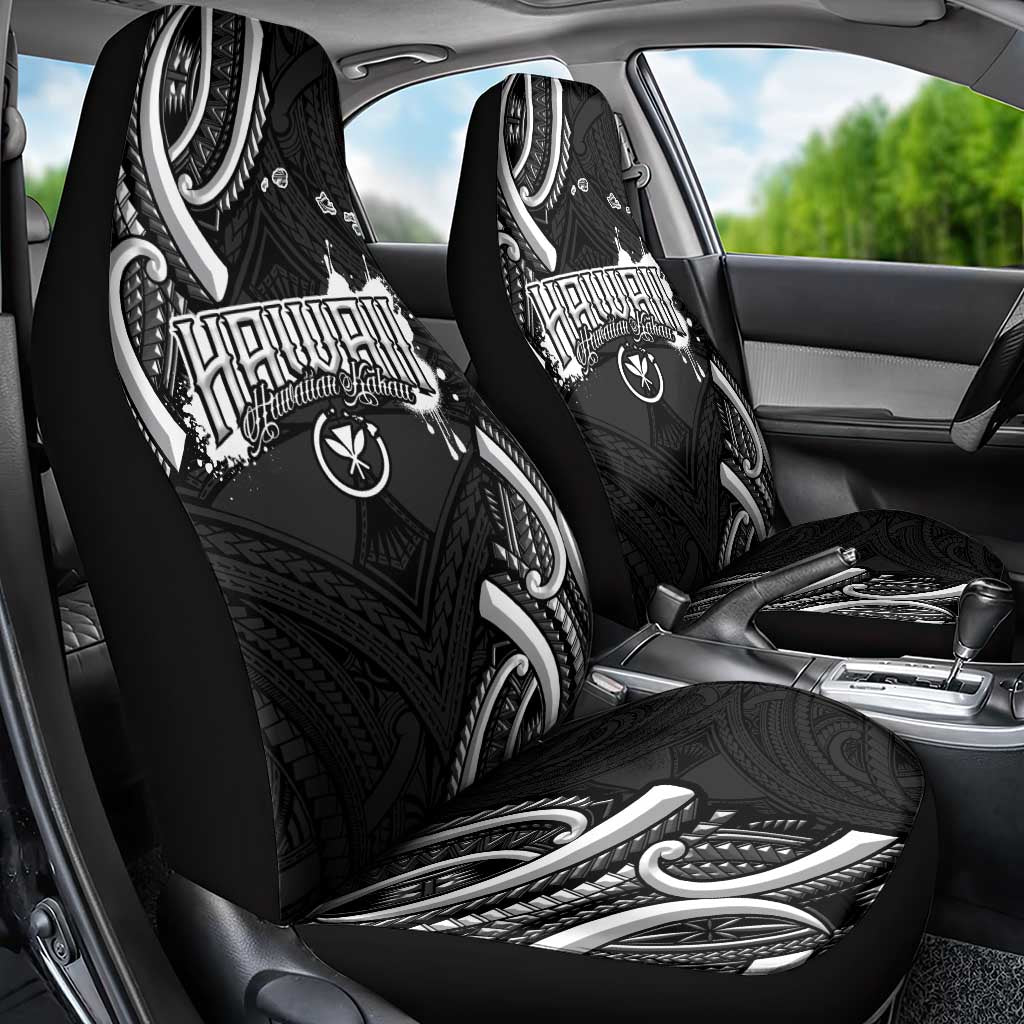 Traditional Art Hawaiian Kakau Tattoos Car Seat Cover White - Polynesian Pride