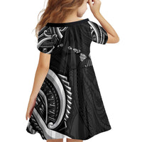 Traditional Art Hawaiian Kakau Tattoos Family Matching Off Shoulder Short Dress and Hawaiian Shirt White - Polynesian Pride