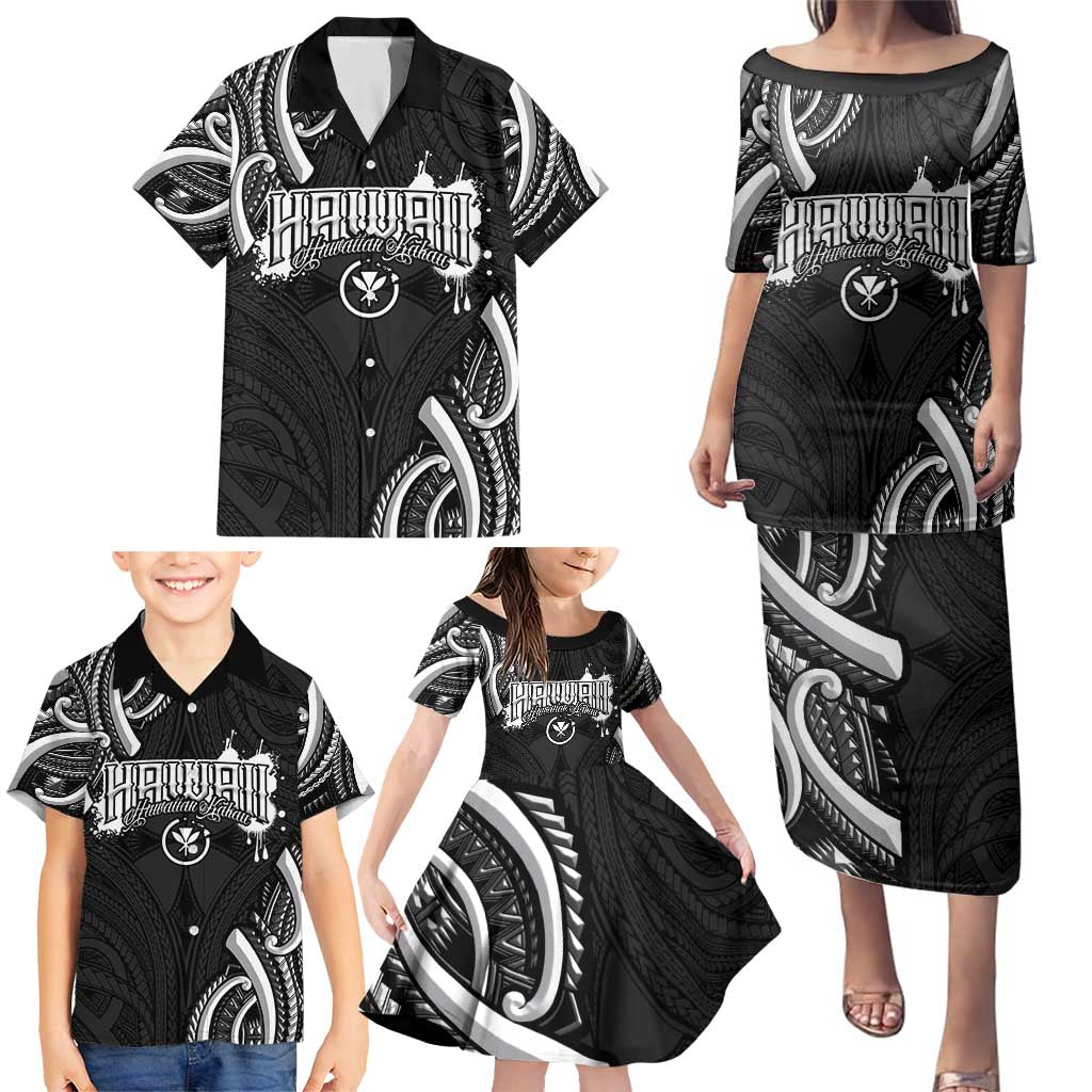 Traditional Art Hawaiian Kakau Tattoos Family Matching Puletasi and Hawaiian Shirt White - Polynesian Pride