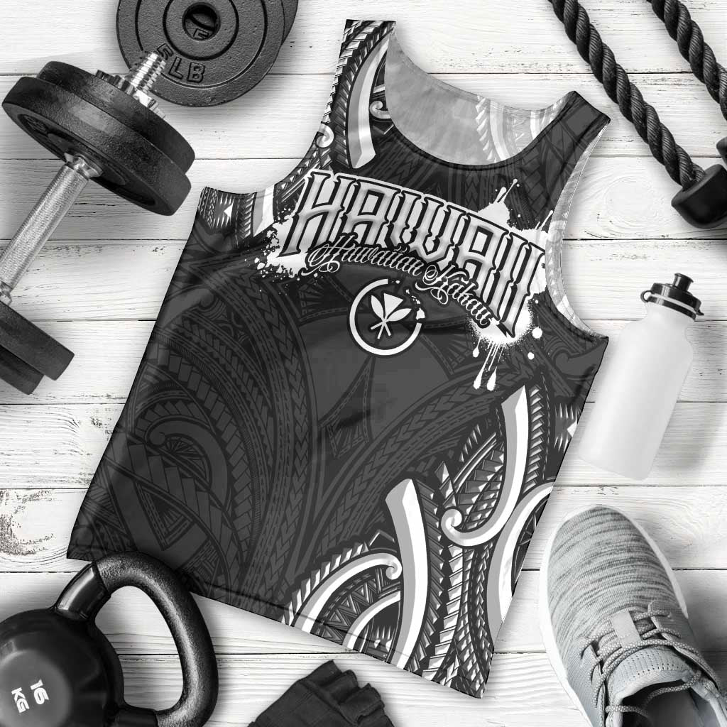 Traditional Art Hawaiian Kakau Tattoos Men Tank Top White LT03 - Polynesian Pride
