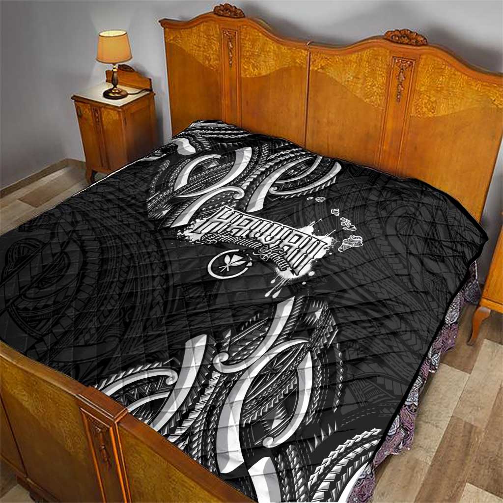 Traditional Art Hawaiian Kakau Tattoos Quilt White - Polynesian Pride