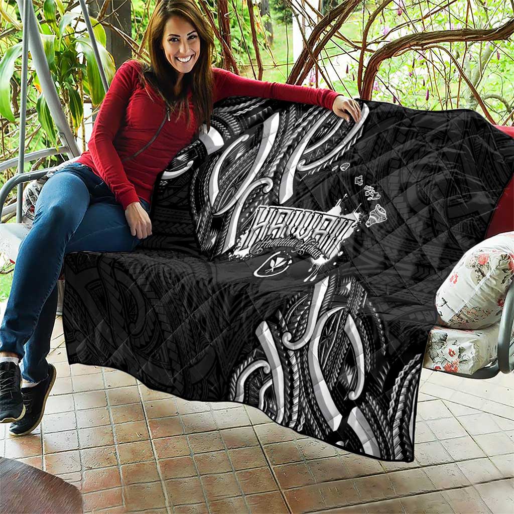 Traditional Art Hawaiian Kakau Tattoos Quilt White - Polynesian Pride