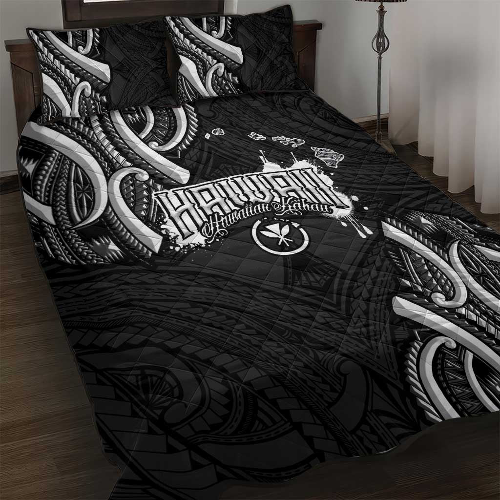 Traditional Art Hawaiian Kakau Tattoos Quilt Bed Set White - Polynesian Pride