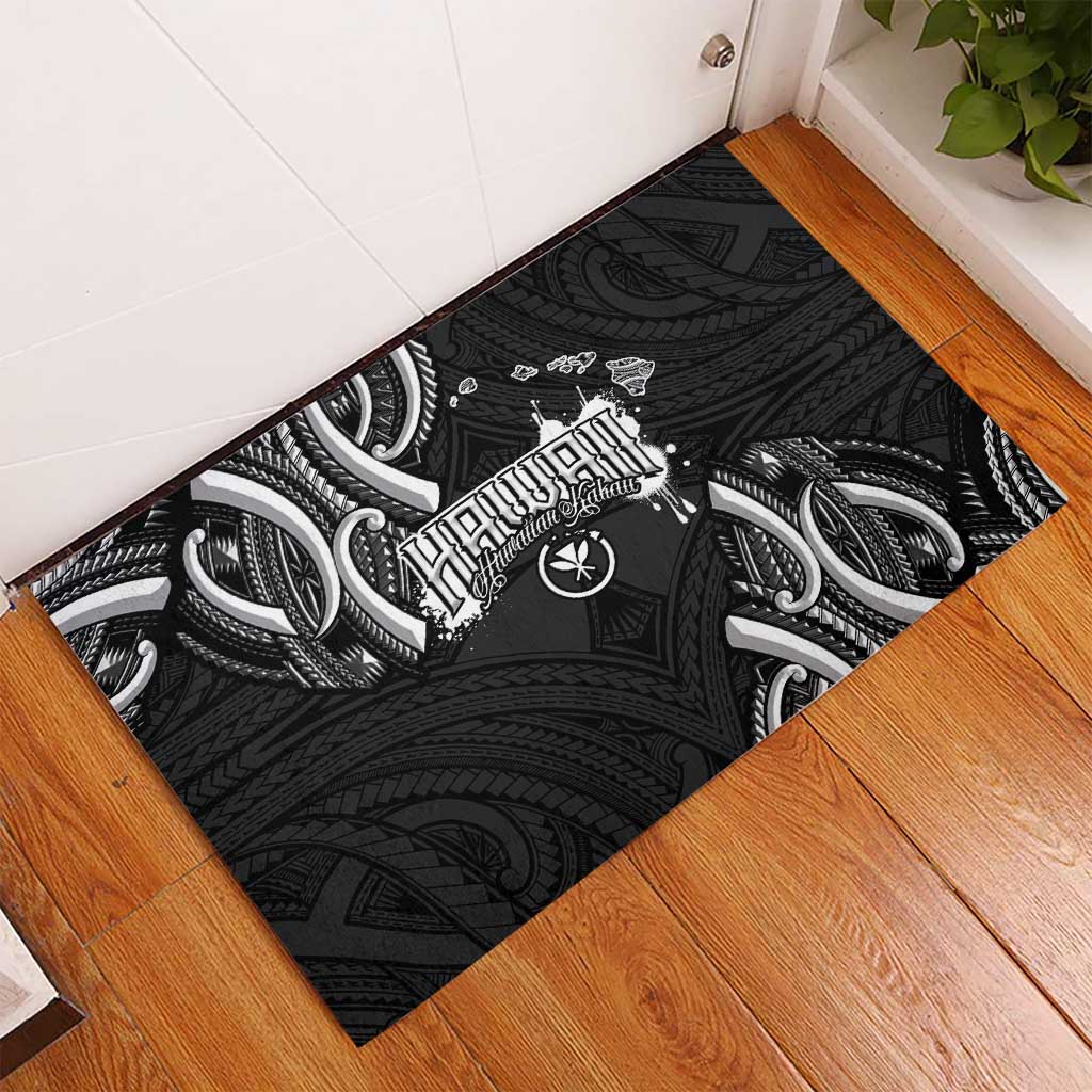 Traditional Art Hawaiian Kakau Tattoos Rubber Doormat White LT03 - Polynesian Pride