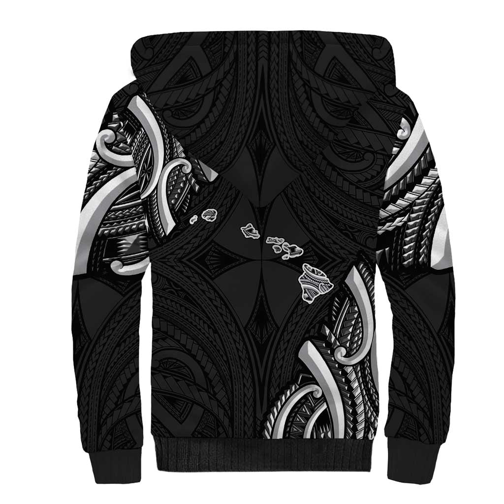 Traditional Art Hawaiian Kakau Tattoos Sherpa Hoodie White LT03 - Polynesian Pride