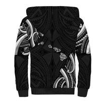 Traditional Art Hawaiian Kakau Tattoos Sherpa Hoodie White LT03 - Polynesian Pride