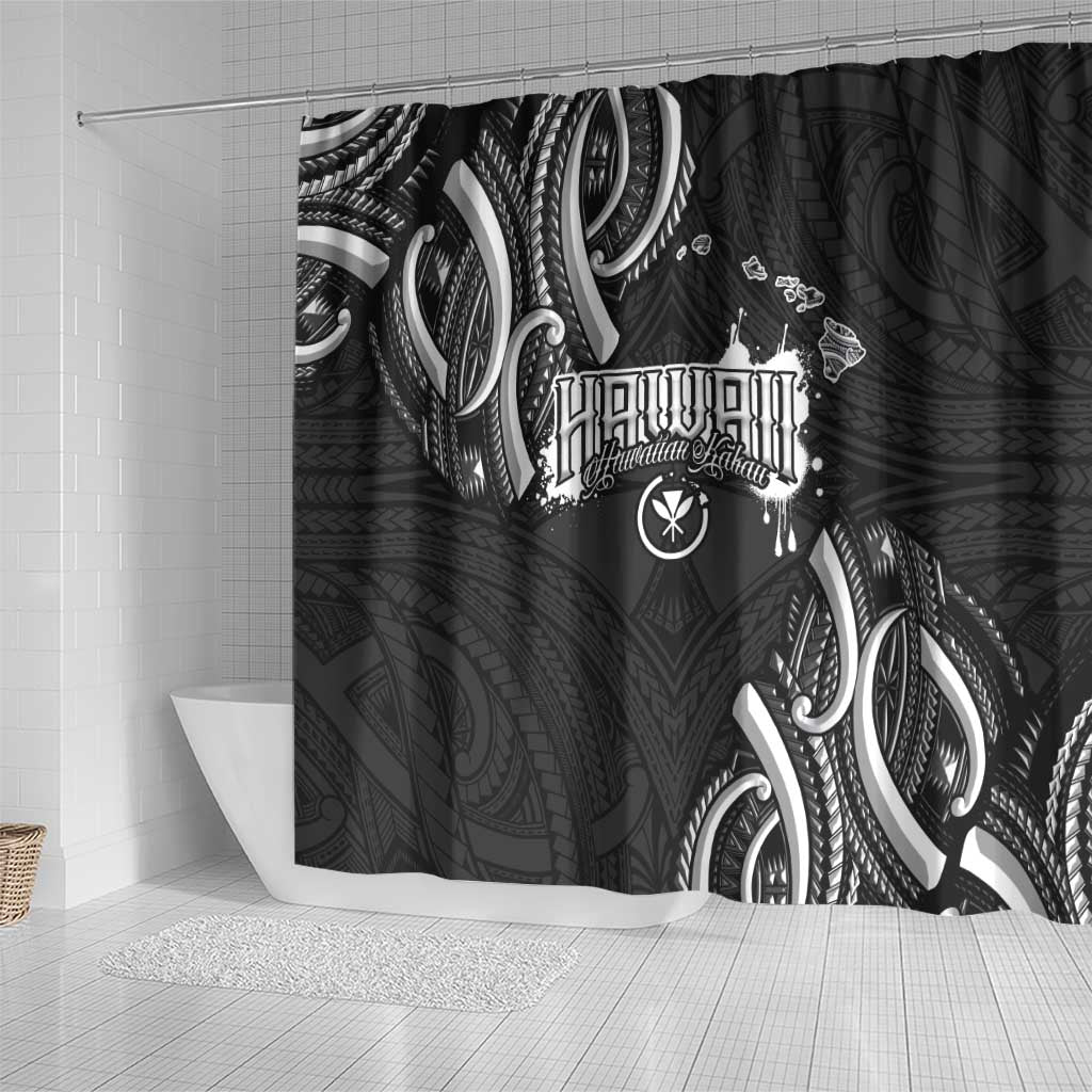 Traditional Art Hawaiian Kakau Tattoos Shower Curtain White - Polynesian Pride