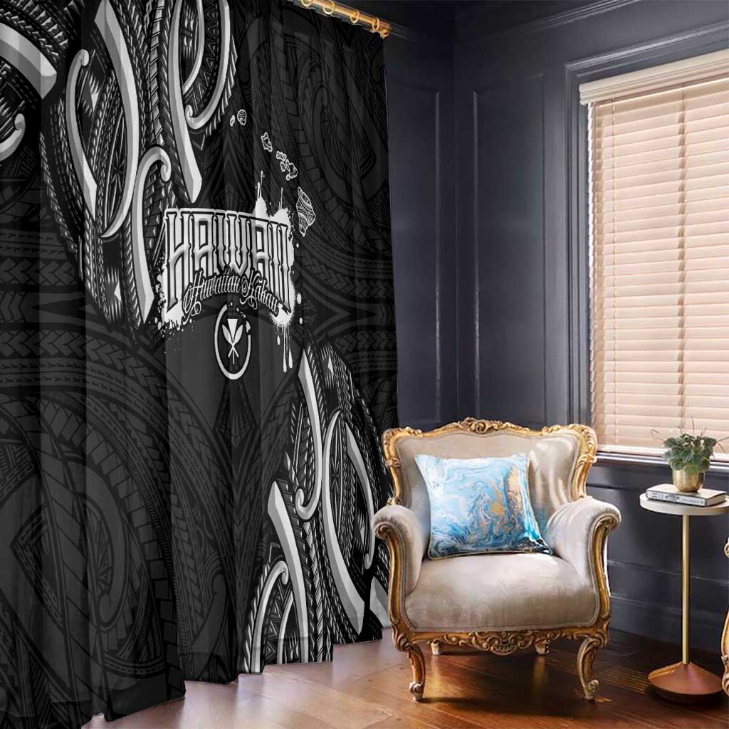 Traditional Art Hawaiian Kakau Tattoos Window Curtain White - Polynesian Pride