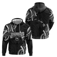 Traditional Art Hawaiian Kakau Tattoos Zip Hoodie White - Polynesian Pride