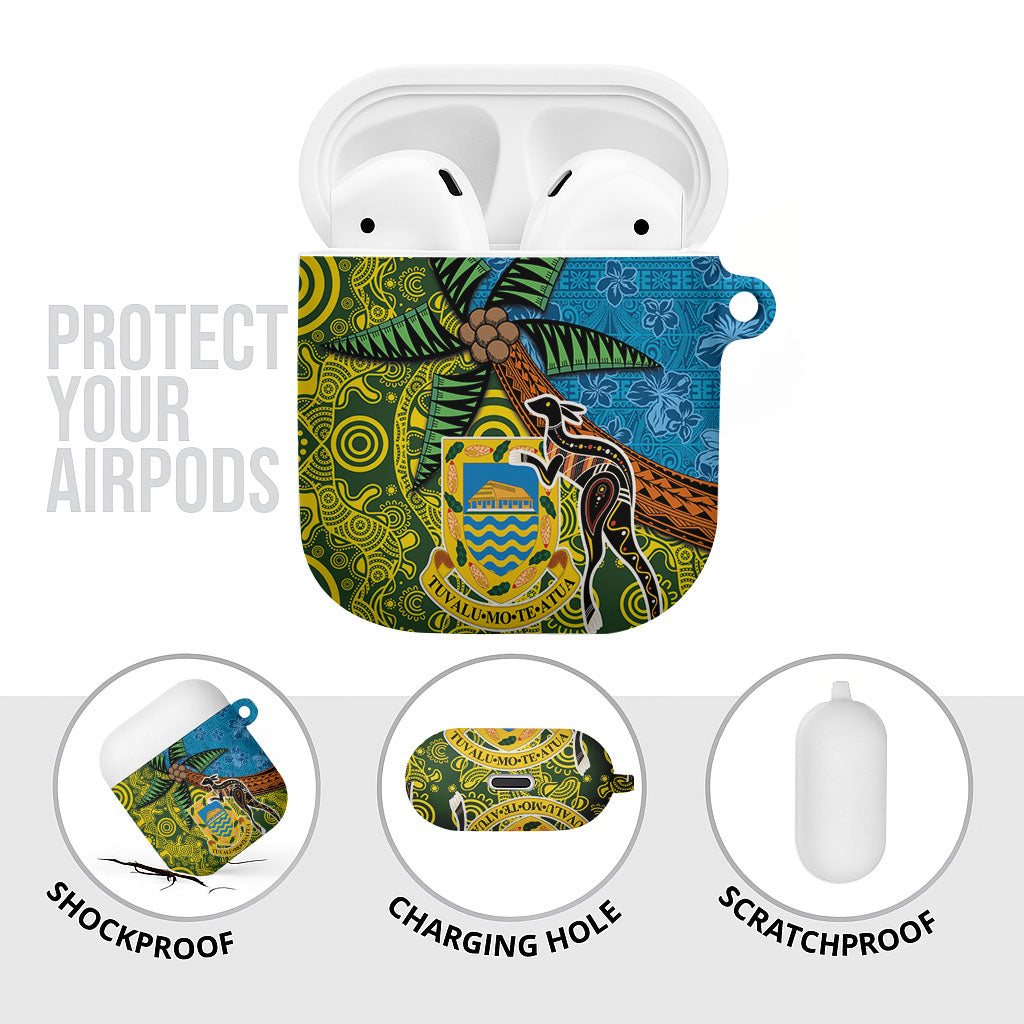 Tuvalu and Australia Together AirPods Case Tapa Pattern and Aboriginal mix Culture LT03 - Polynesian Pride