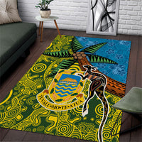 Tuvalu and Australia Together Area Rug Tapa Pattern and Aboriginal mix Culture LT03 Multicolor - Polynesian Pride