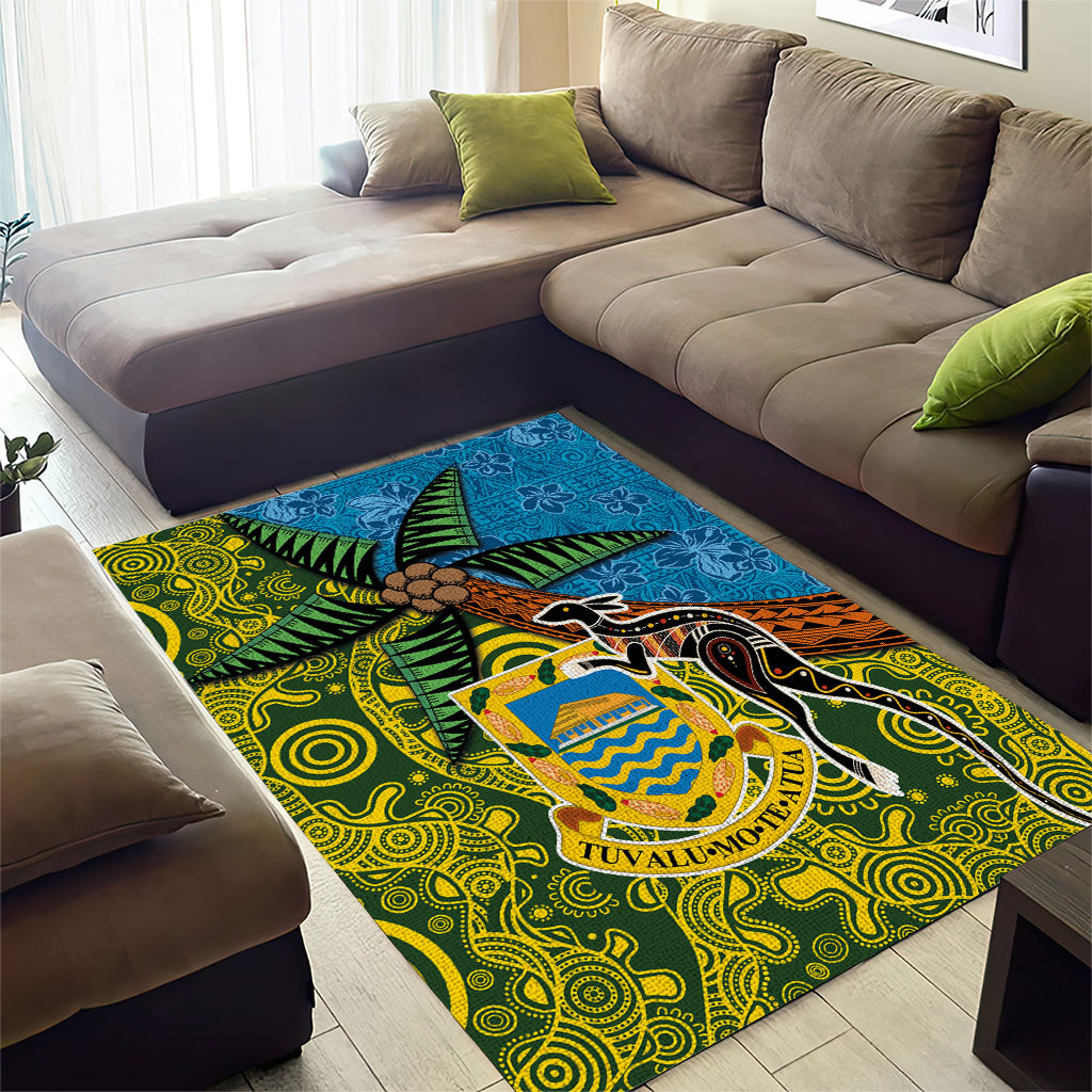 Tuvalu and Australia Together Area Rug Tapa Pattern and Aboriginal mix Culture LT03 - Polynesian Pride