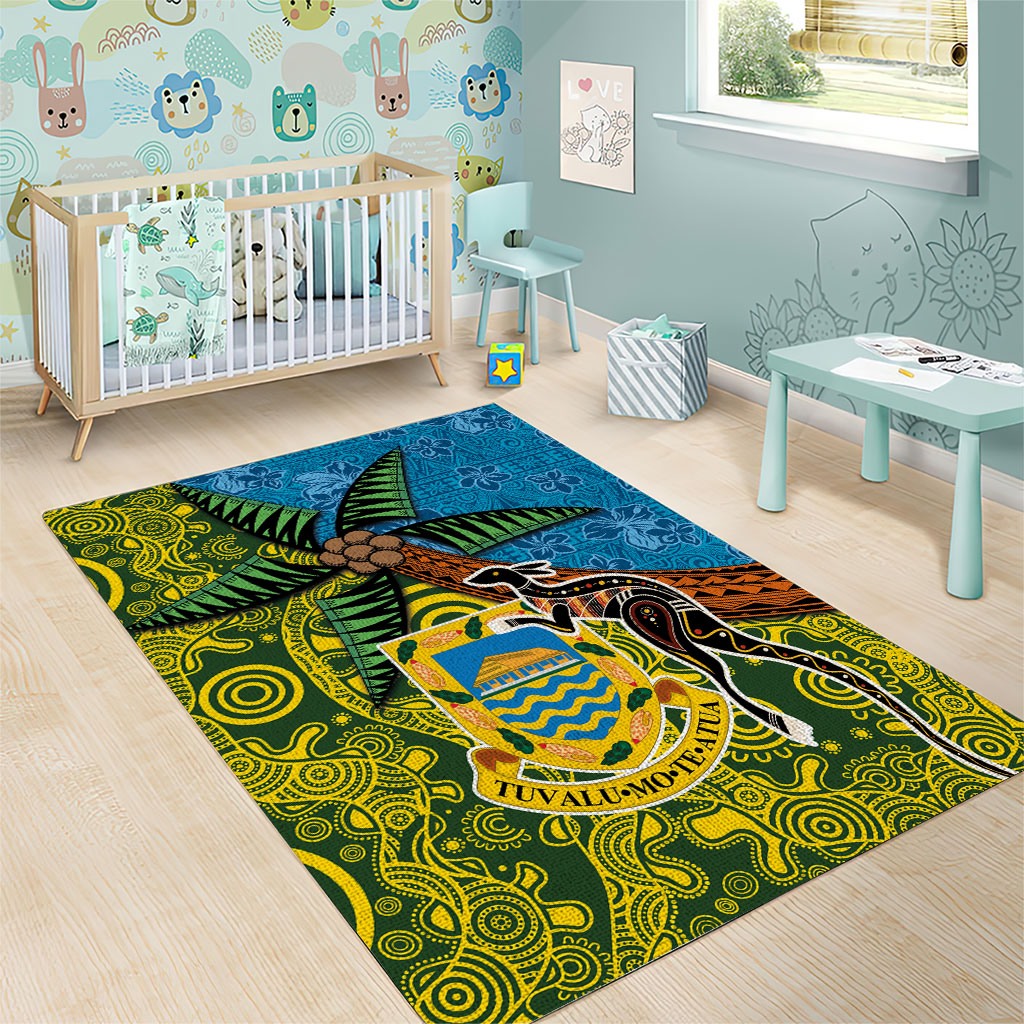 Tuvalu and Australia Together Area Rug Tapa Pattern and Aboriginal mix Culture LT03 - Polynesian Pride