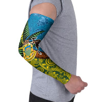 Tuvalu and Australia Together Arm Sleeves Tapa Pattern and Aboriginal mix Culture LT03 - Polynesian Pride