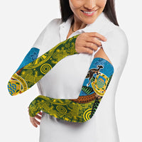 Tuvalu and Australia Together Arm Sleeves Tapa Pattern and Aboriginal mix Culture LT03 - Polynesian Pride