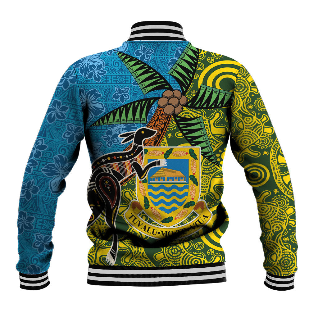 Tuvalu and Australia Together Baseball Jacket Tapa Pattern and Aboriginal mix Culture LT03 - Polynesian Pride