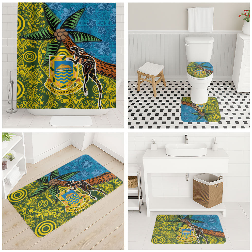 Tuvalu and Australia Together Bathroom Set Tapa Pattern and Aboriginal mix Culture LT03 - Polynesian Pride