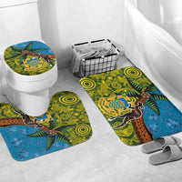 Tuvalu and Australia Together Bathroom Set Tapa Pattern and Aboriginal mix Culture LT03 Mat Set Only (3 pcs) One Size Multicolor - Polynesian Pride