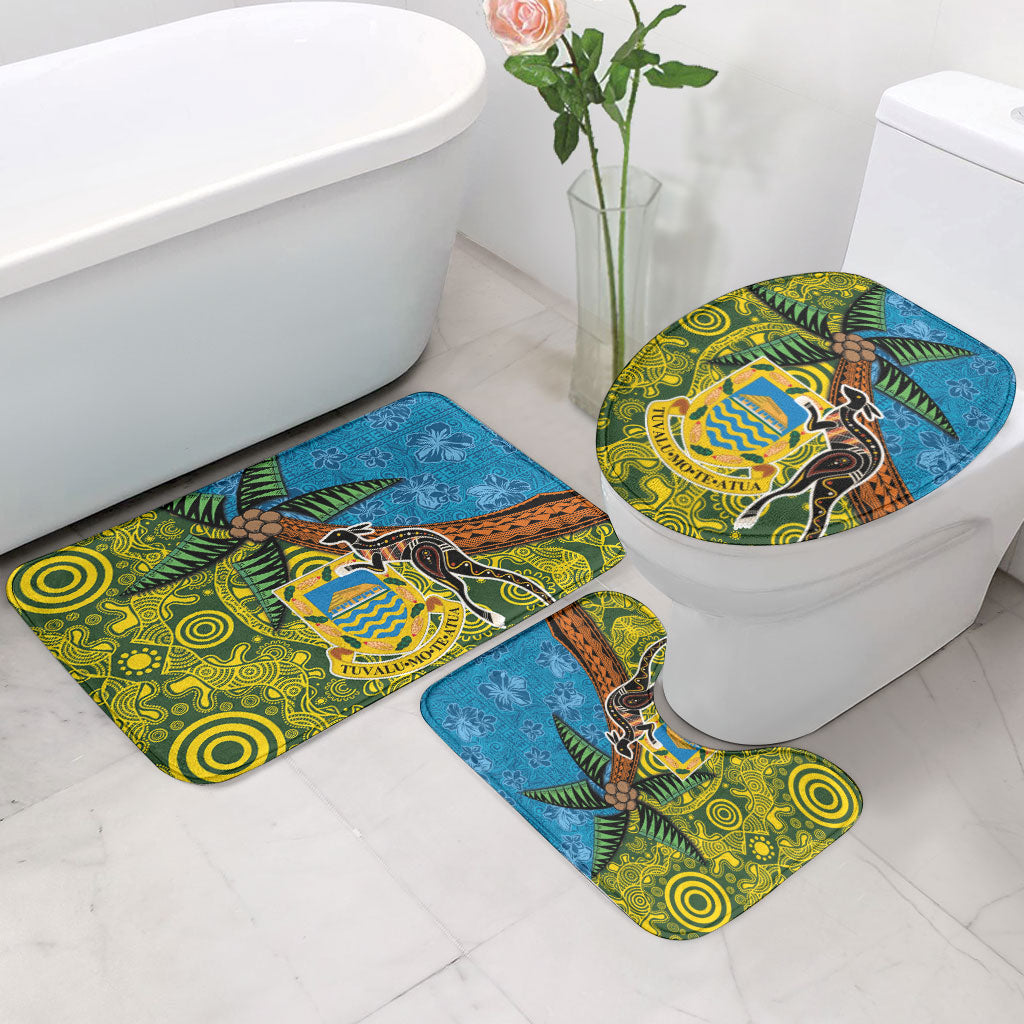 Tuvalu and Australia Together Bathroom Set Tapa Pattern and Aboriginal mix Culture LT03 - Polynesian Pride
