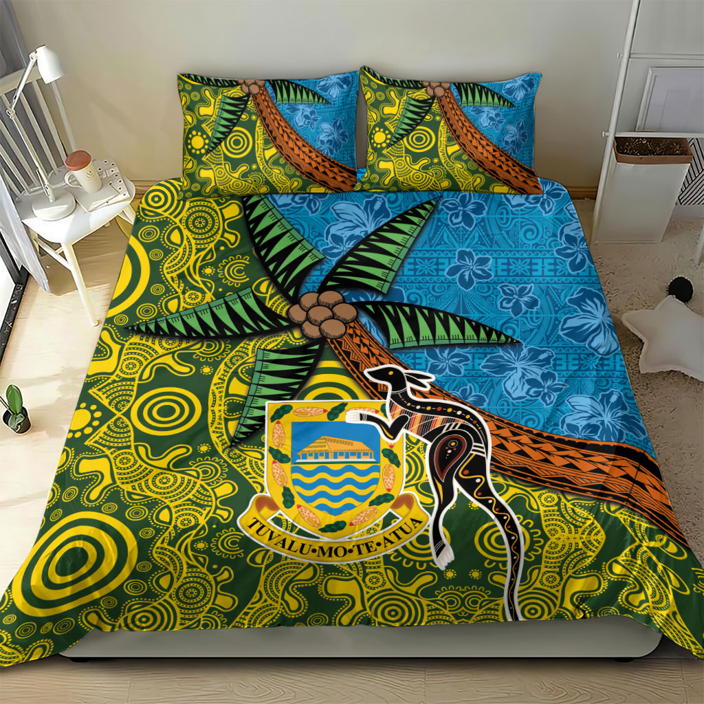 Tuvalu and Australia Together Bedding Set Tapa Pattern and Aboriginal mix Culture LT03 - Polynesian Pride