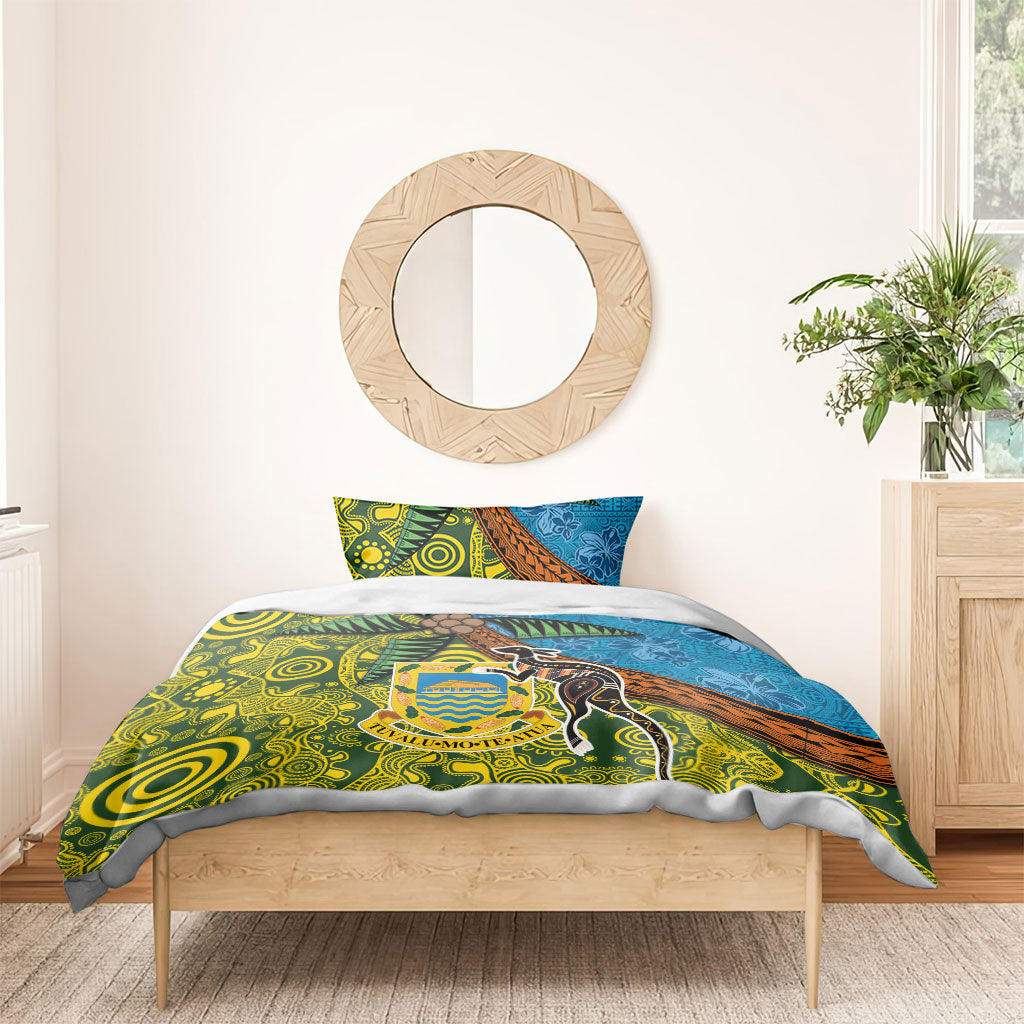Tuvalu and Australia Together Bedding Set Tapa Pattern and Aboriginal mix Culture LT03 - Polynesian Pride