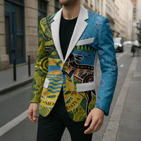 Tuvalu and Australia Together Blazer Tapa Pattern and Aboriginal mix Culture LT03 - Polynesian Pride