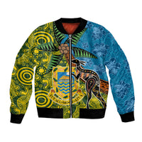 Tuvalu and Australia Together Bomber Jacket Tapa Pattern and Aboriginal mix Culture LT03 Unisex Multicolor - Polynesian Pride