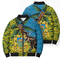 Tuvalu and Australia Together Bomber Puffer Jacket Tapa Pattern and Aboriginal mix Culture LT03 - Polynesian Pride