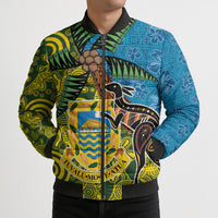 Tuvalu and Australia Together Bomber Puffer Jacket Tapa Pattern and Aboriginal mix Culture LT03 - Polynesian Pride