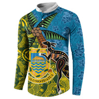Tuvalu and Australia Together Button Sweatshirt Tapa Pattern and Aboriginal mix Culture LT03 - Polynesian Pride
