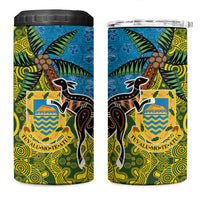 Tuvalu and Australia Together 4 in 1 Can Cooler Tumbler Tapa Pattern and Aboriginal mix Culture LT03 One Size: 16 oz Multicolor - Polynesian Pride