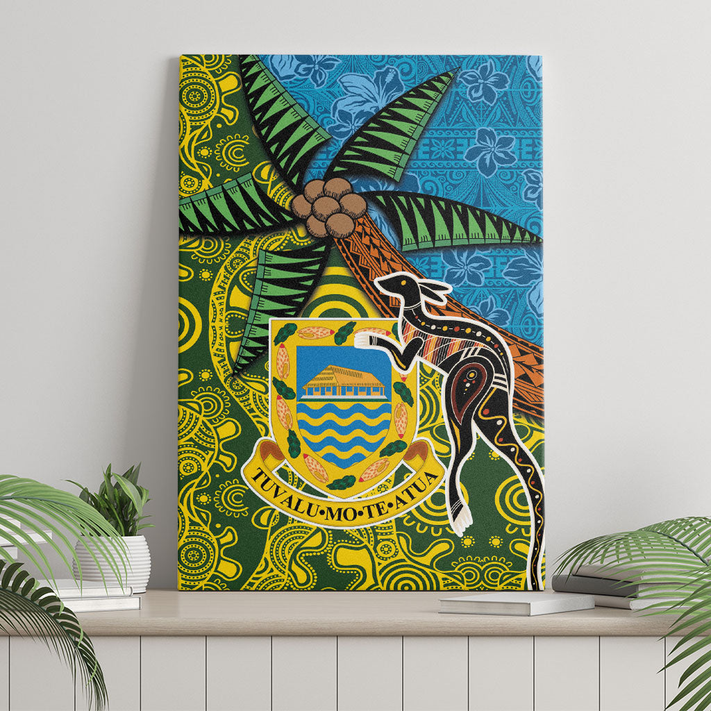 Tuvalu and Australia Together Canvas Wall Art Tapa Pattern and Aboriginal mix Culture LT03 - Polynesian Pride