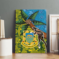Tuvalu and Australia Together Canvas Wall Art Tapa Pattern and Aboriginal mix Culture LT03 - Polynesian Pride