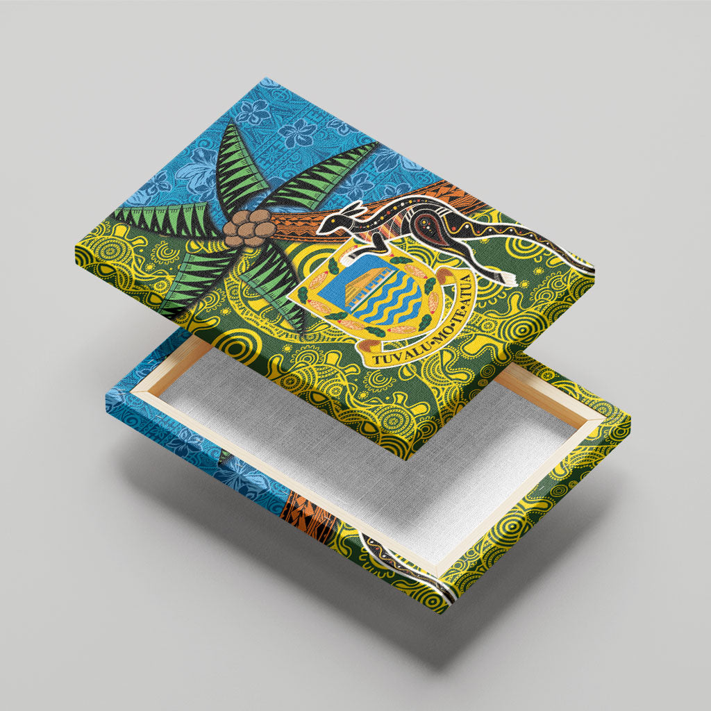 Tuvalu and Australia Together Canvas Wall Art Tapa Pattern and Aboriginal mix Culture LT03 - Polynesian Pride