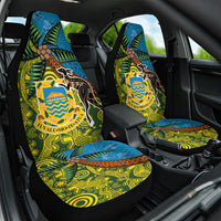 Tuvalu and Australia Together Car Seat Cover Tapa Pattern and Aboriginal mix Culture LT03 One Size Multicolor - Polynesian Pride