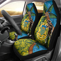 Tuvalu and Australia Together Car Seat Cover Tapa Pattern and Aboriginal mix Culture LT03 - Polynesian Pride