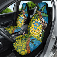 Tuvalu and Australia Together Car Seat Cover Tapa Pattern and Aboriginal mix Culture LT03 - Polynesian Pride