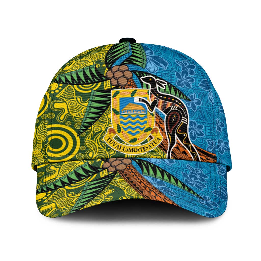 Tuvalu and Australia Together Classic Cap Tapa Pattern and Aboriginal mix Culture LT03 Universal Fit Multicolor - Polynesian Pride