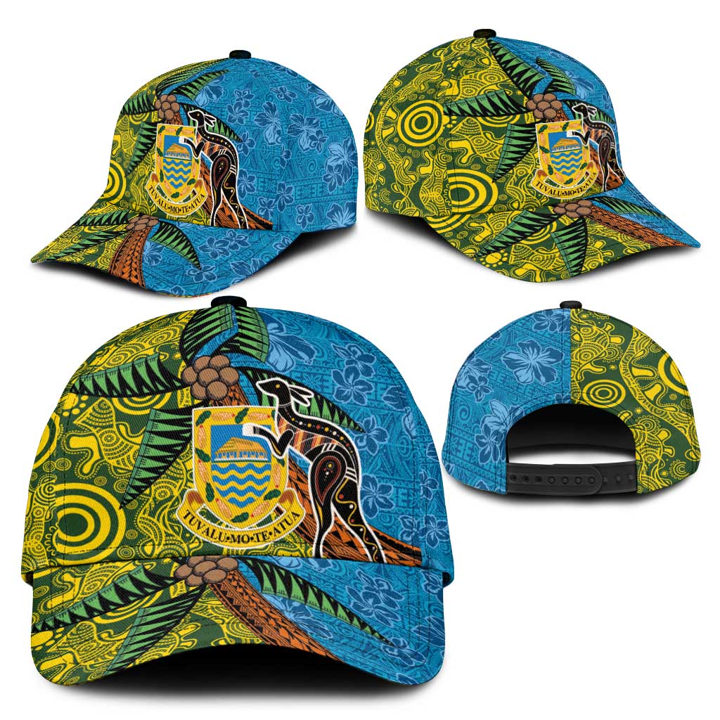Tuvalu and Australia Together Classic Cap Tapa Pattern and Aboriginal mix Culture LT03 - Polynesian Pride