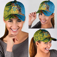 Tuvalu and Australia Together Classic Cap Tapa Pattern and Aboriginal mix Culture LT03 - Polynesian Pride