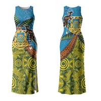 Tuvalu and Australia Together Couples Matching Tank Maxi Dress and Hawaiian Shirt Tapa Pattern and Aboriginal mix Culture LT03 - Polynesian Pride