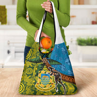 Tuvalu and Australia Together Grocery Bag Tapa Pattern and Aboriginal mix Culture LT03 - Polynesian Pride
